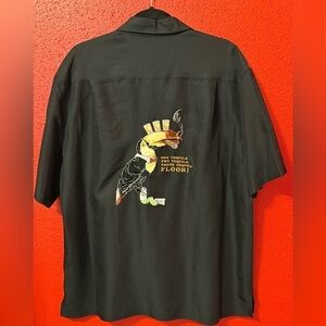 Caribbean Men's Sz L Black Embroidered Button Shirt